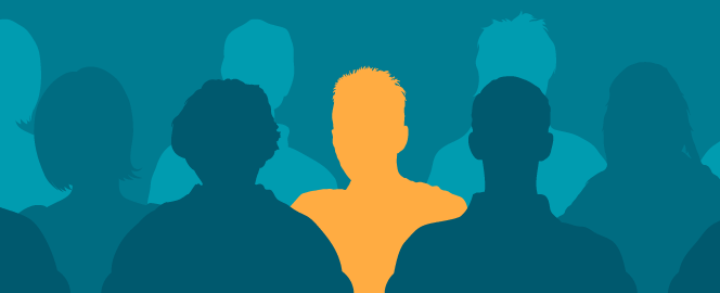 individual in crowd silhouette